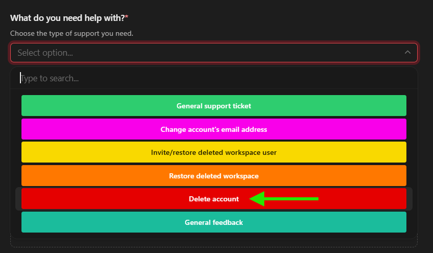 Fig 2 - Select ‘Delete Account’.